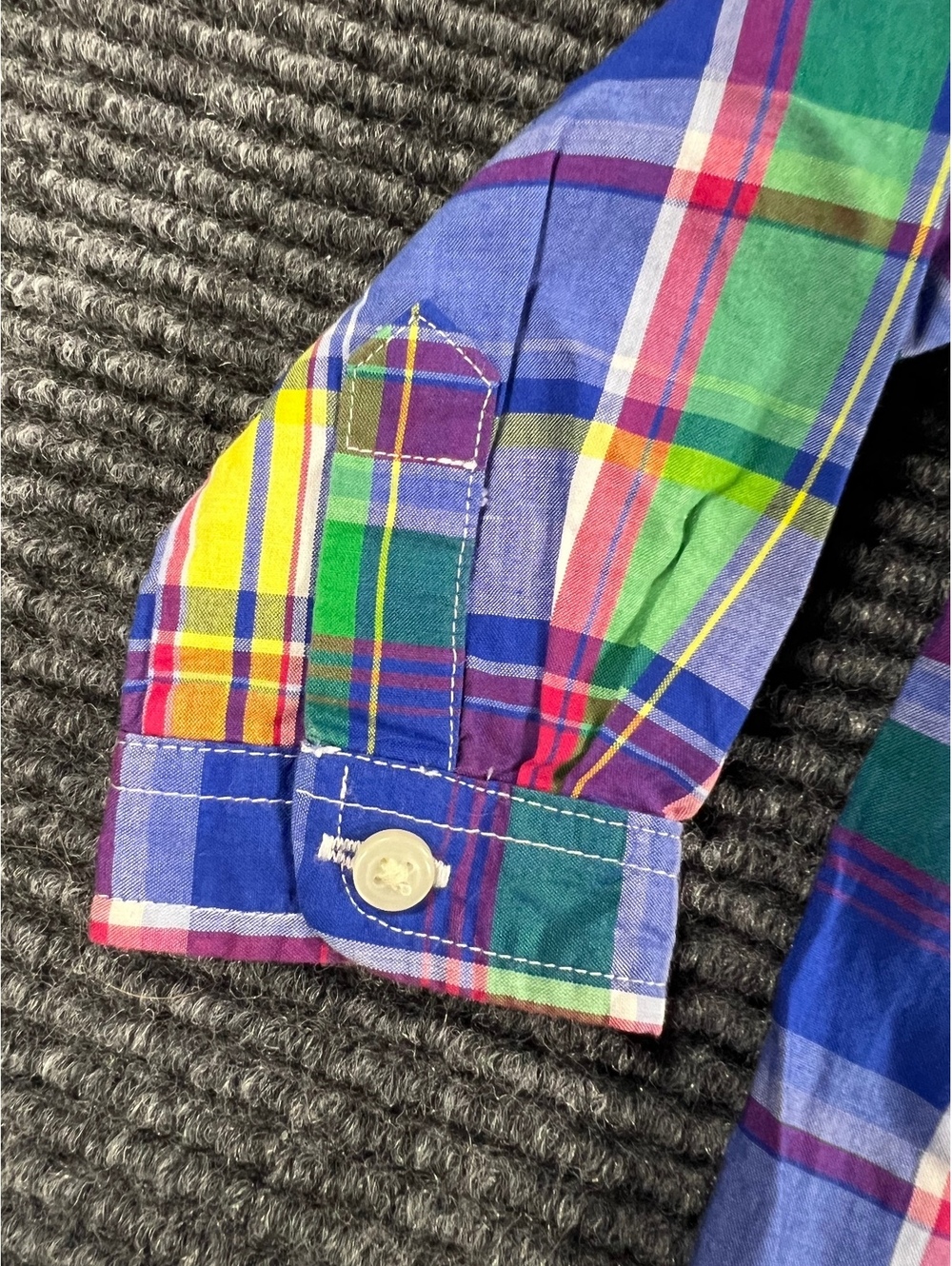 Ralph Lauren Baby Boys' Multicolor Plaid Cotton Romper Jumpsuit, Size 6 Months - Picture 3 of 6
